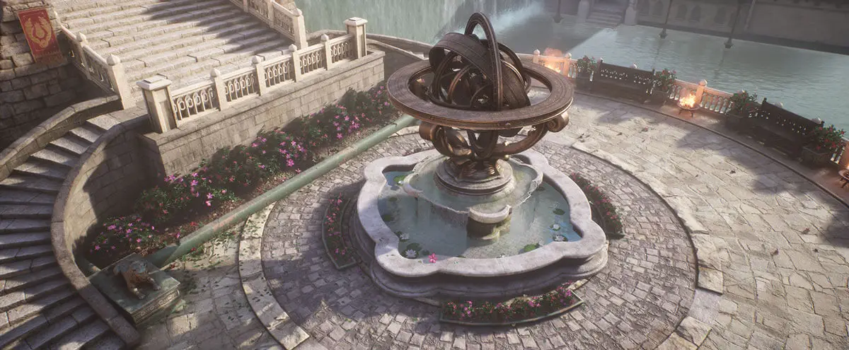 Plaza with fountain