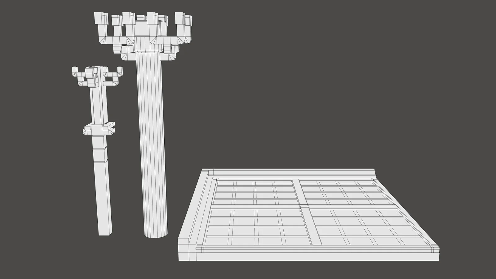 Wireframe images of the floor and support columns of the war room.