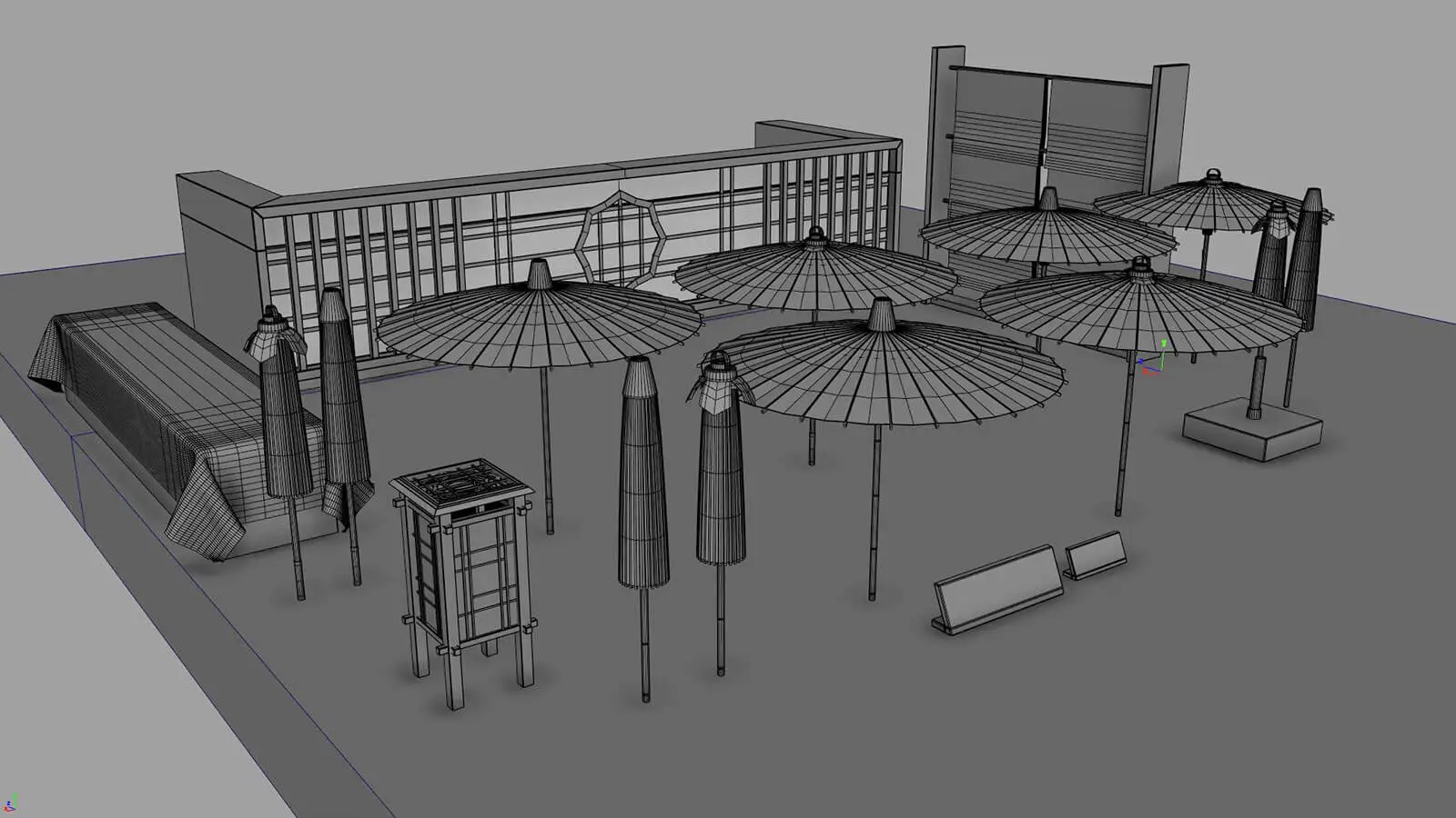 Mid-process 3D render of an traditional Japanese room 