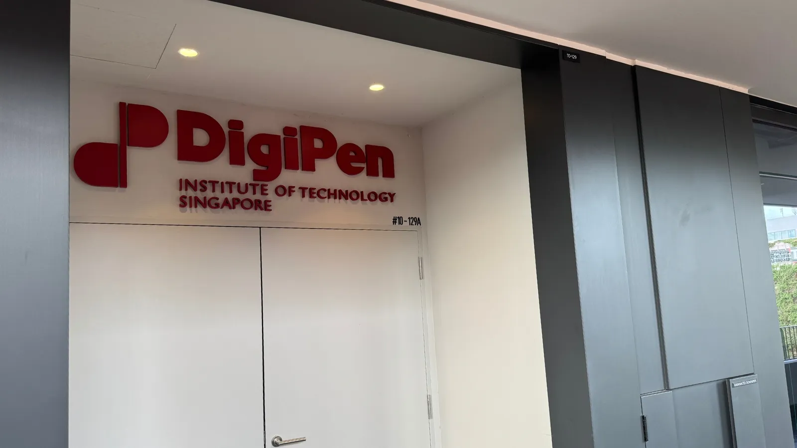 Interior view of a campus studio seating area.