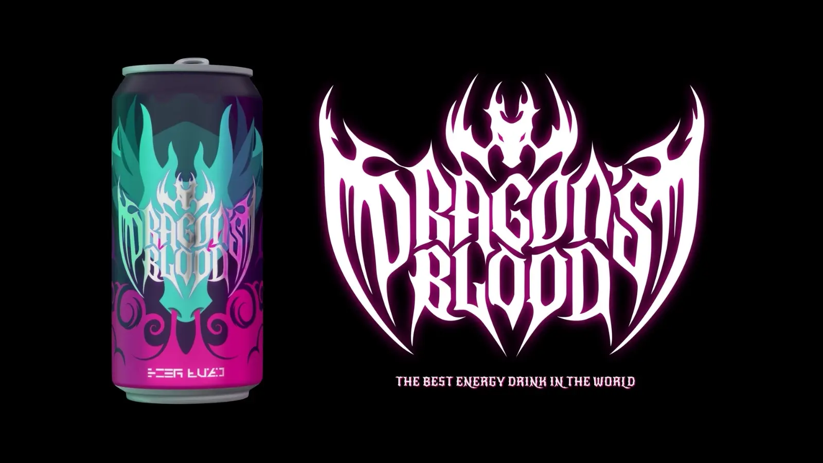 An advertisement for a fictional energy drink, "Dragon's Blood".